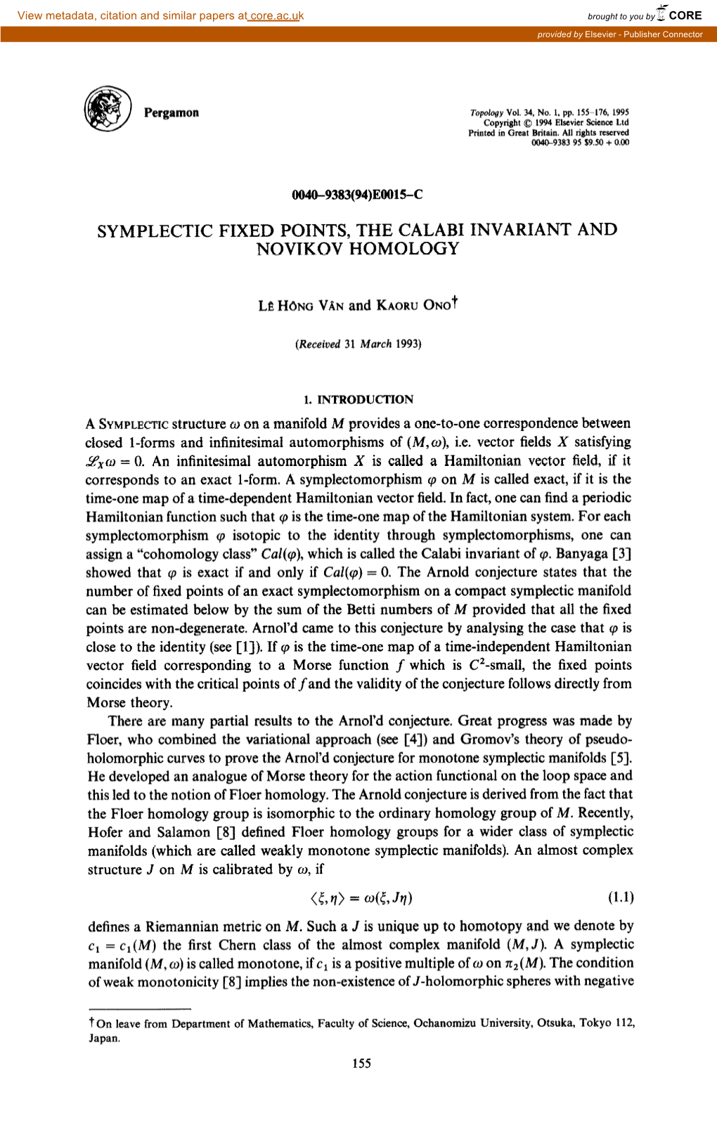 Symplectic Fixed Points, the Calabi Novikov Homology