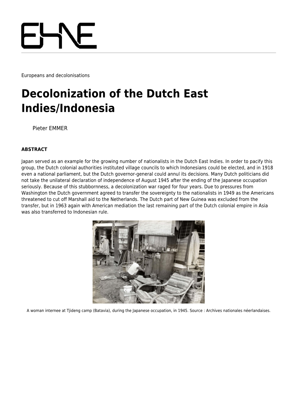 Decolonization of the Dutch East Indies/Indonesia