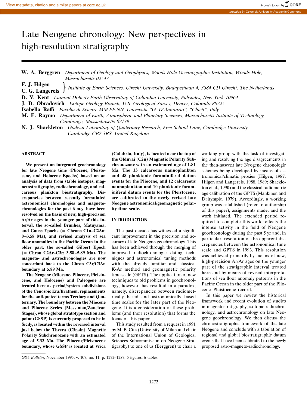 Late Neogene Chronology: New Perspectives in High-Resolution Stratigraphy