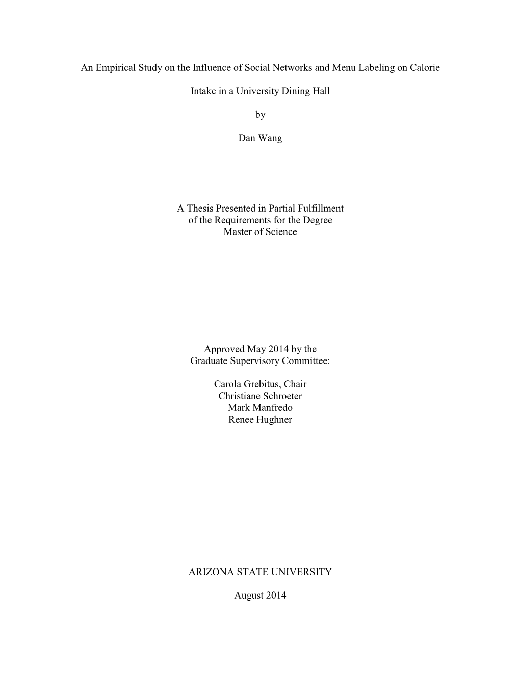 An Empirical Study on the Influence of Social Networks and Menu Labeling on Calorie