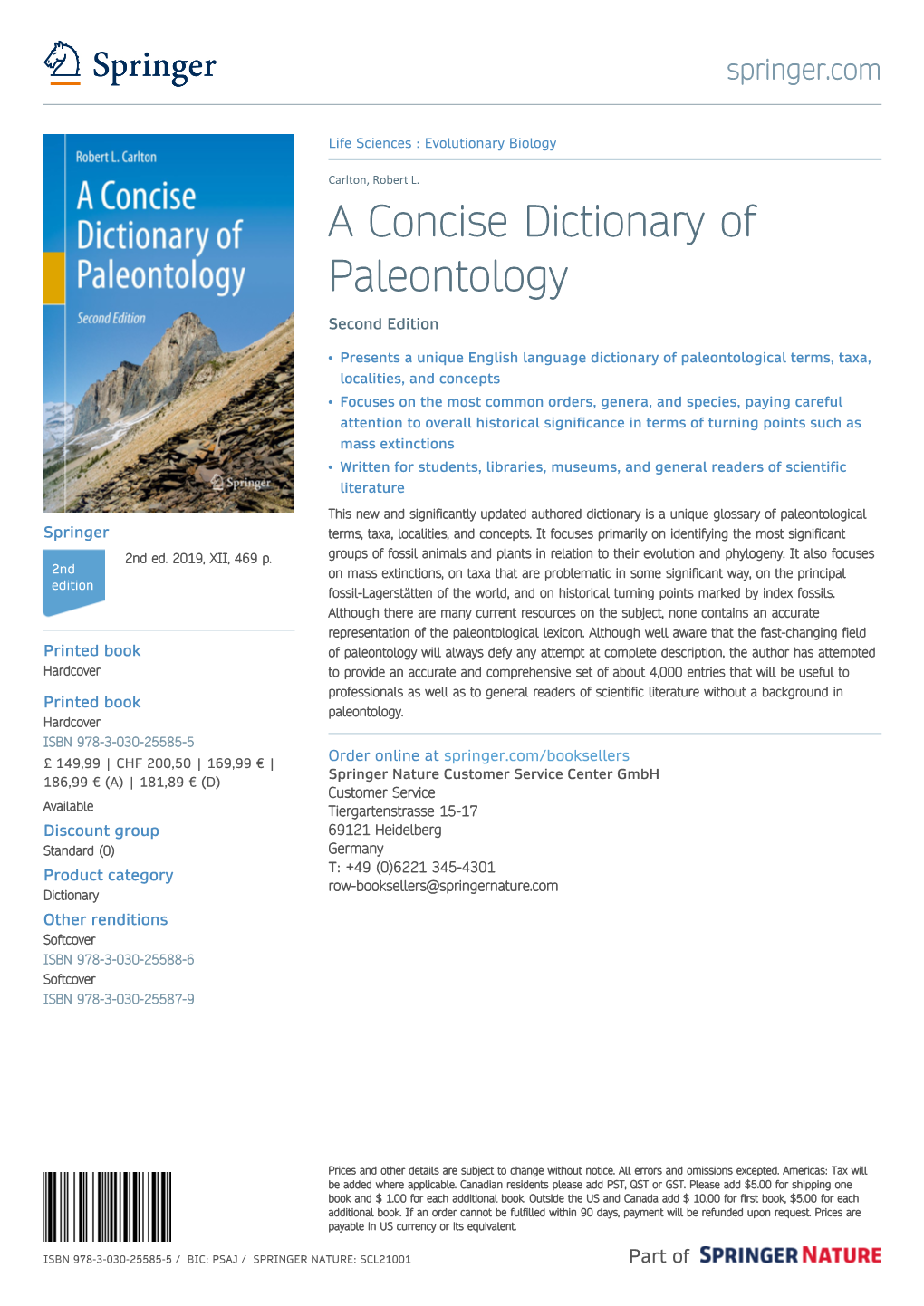 A Concise Dictionary of Paleontology Second Edition