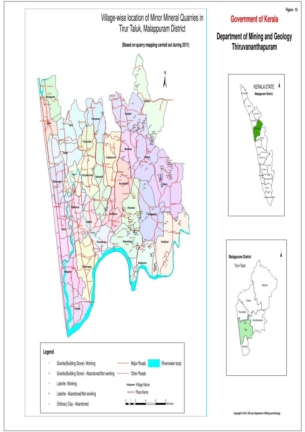 Village-Wise Location of Minor Mineral Quarries in Tirur Taluk