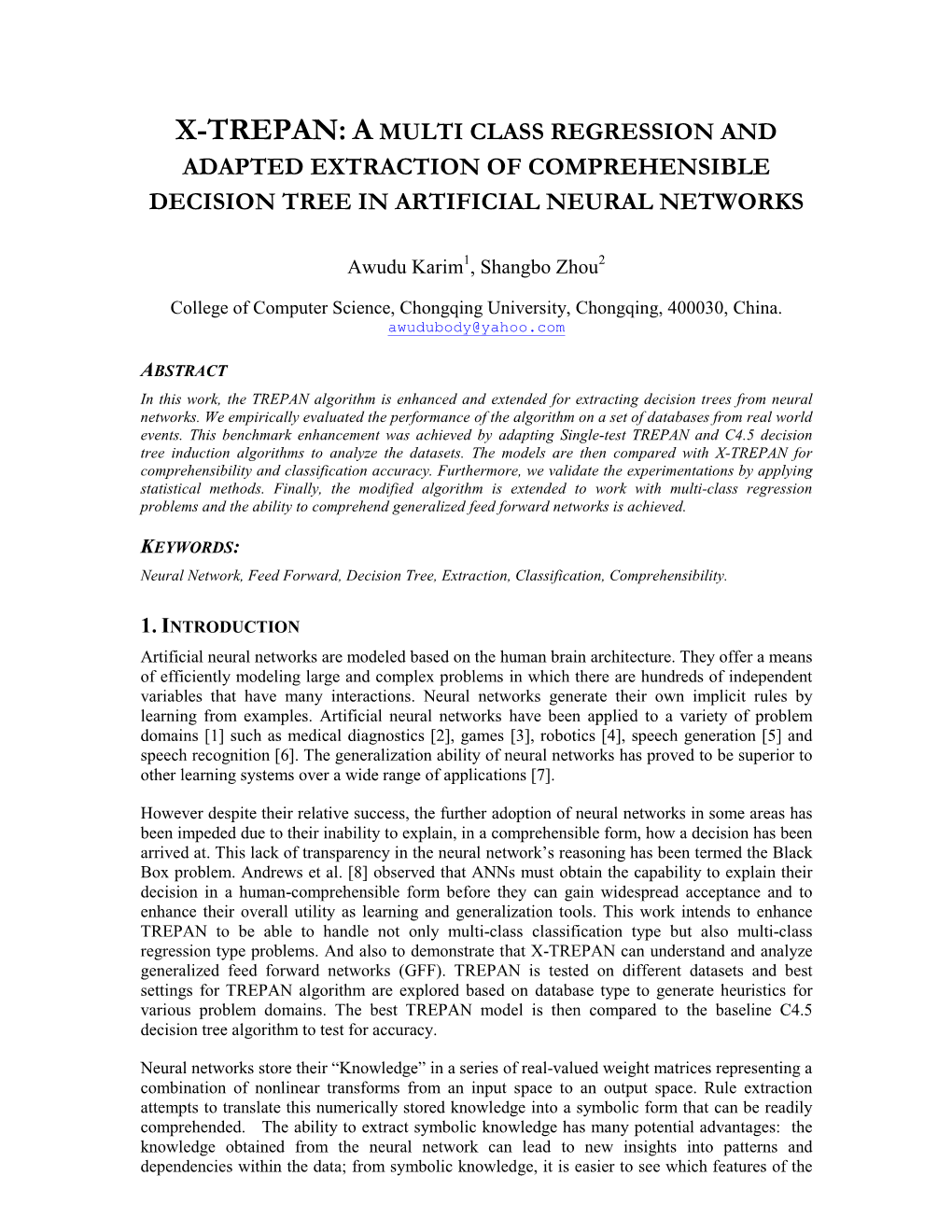 X-Trepan: a Multi Class Regression and Adapted Extraction of Comprehensible Decision Tree in Artificial Neural Networks