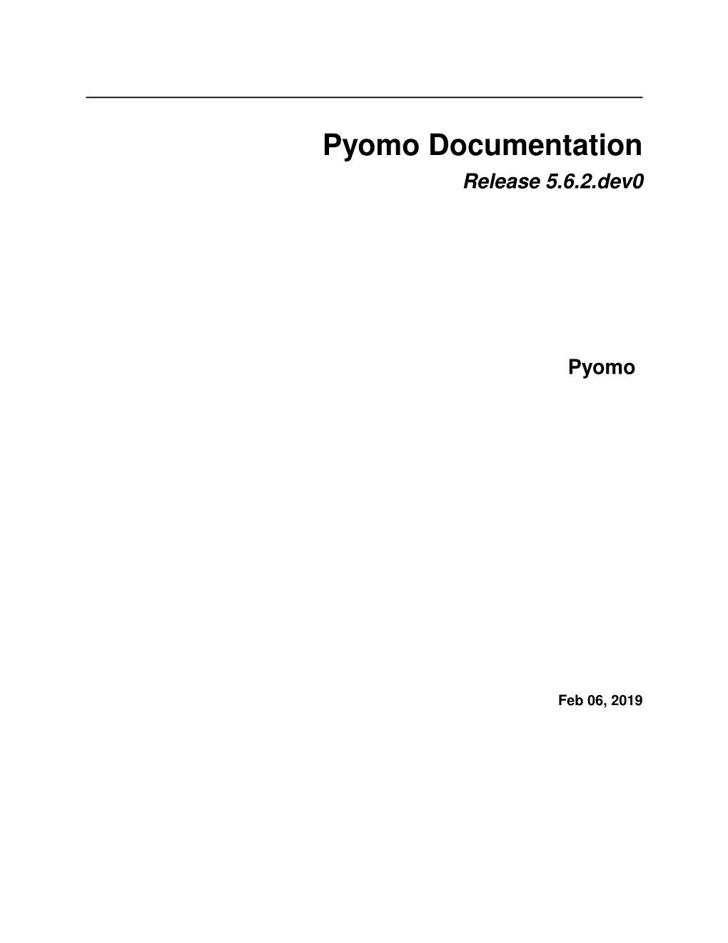 Pyomo Documentation Release 5.6.2.Dev0