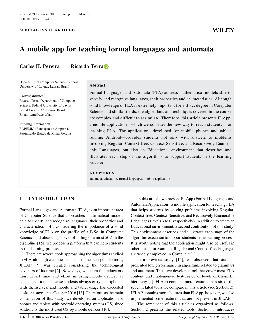 A Mobile App for Teaching Formal Languages and Automata