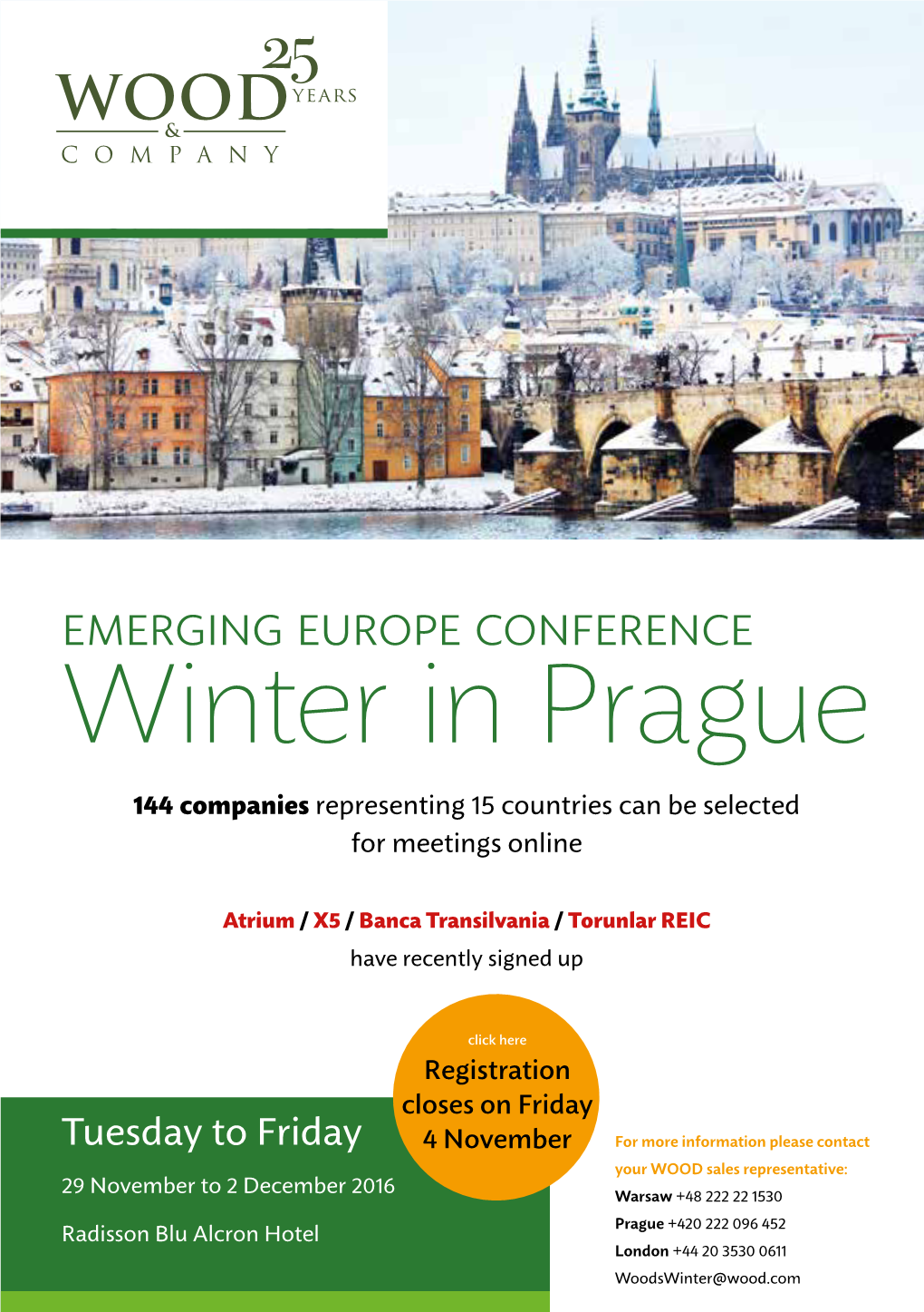 Winter in Prague 144 Companies Representing 15 Countries Can Be Selected for Meetings Online