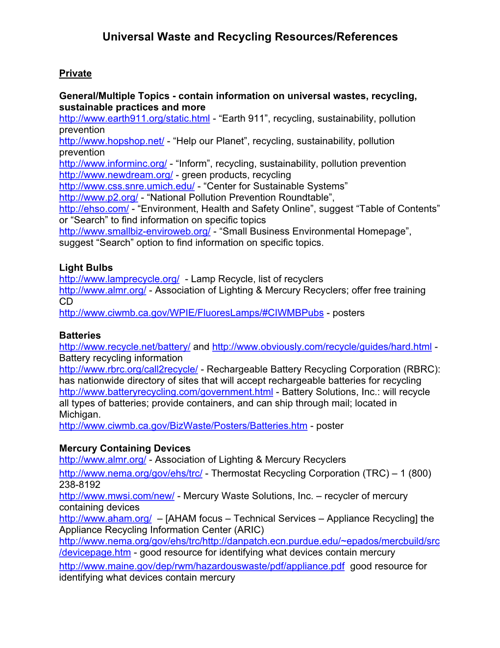 2007 Reference Recycling Guide