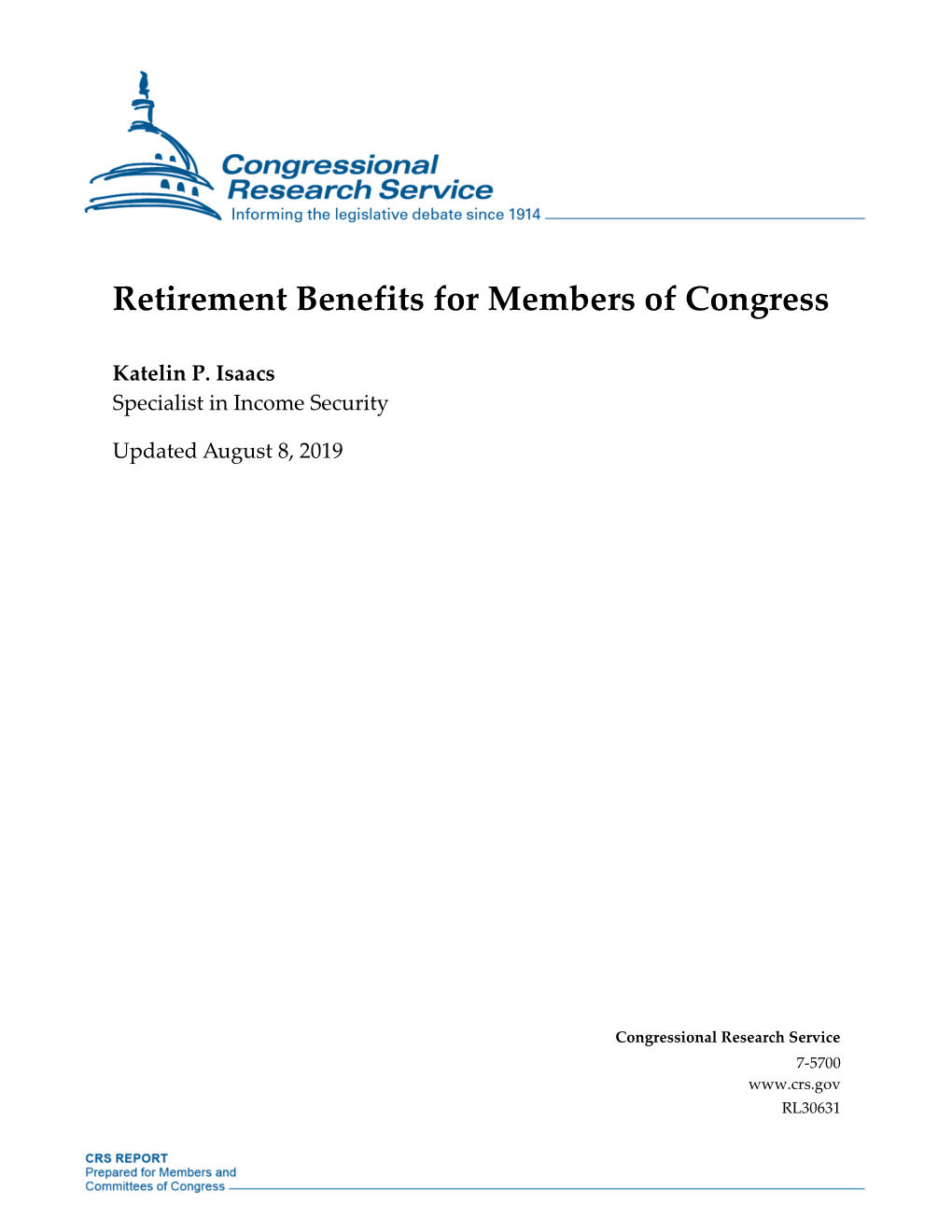 Retirement Benefits for Members of Congress