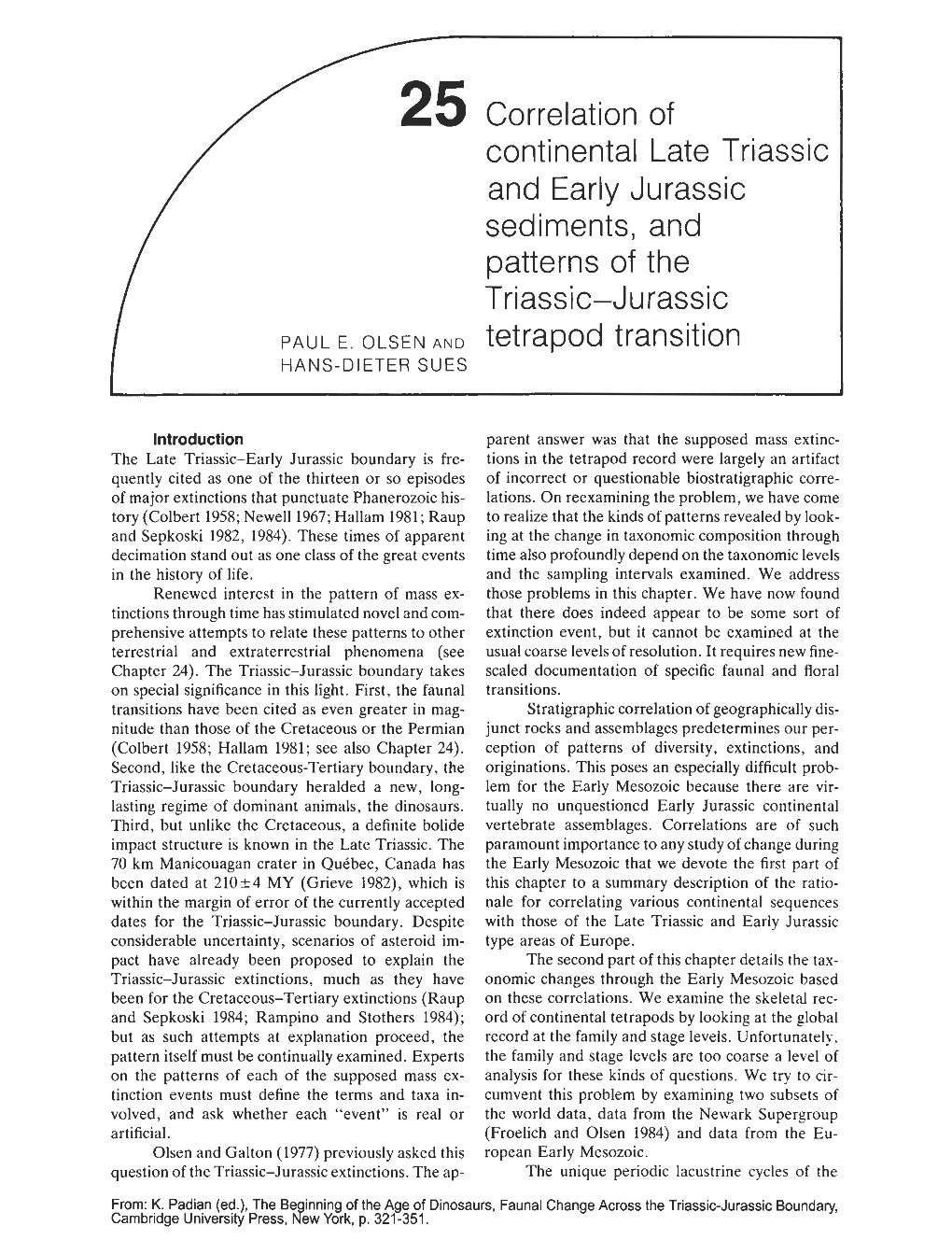 And Early Jurassic Sediments, and Patterns of the Triassic-Jurassic