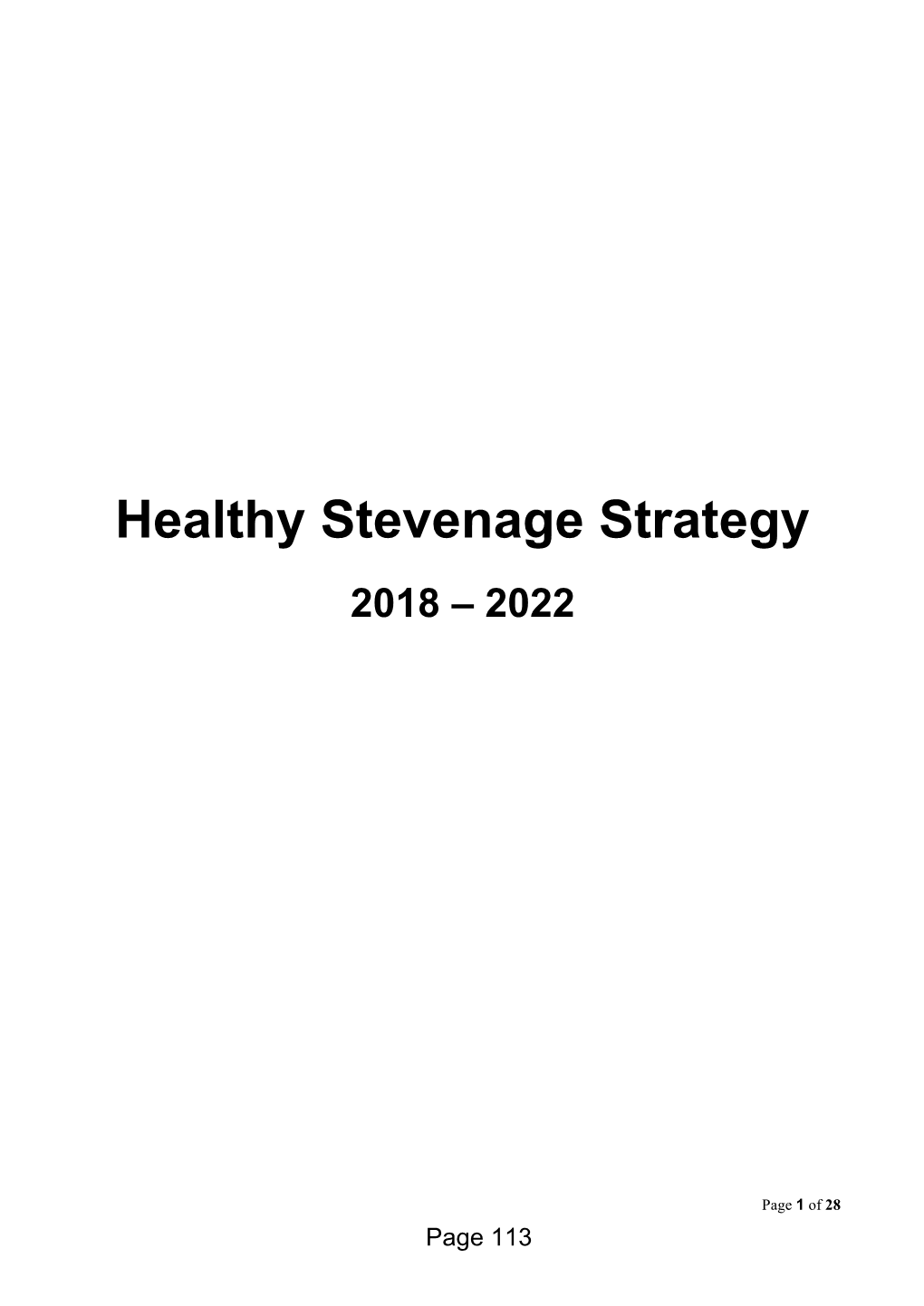 Healthy Stevenage Strategy 2018 – 2022