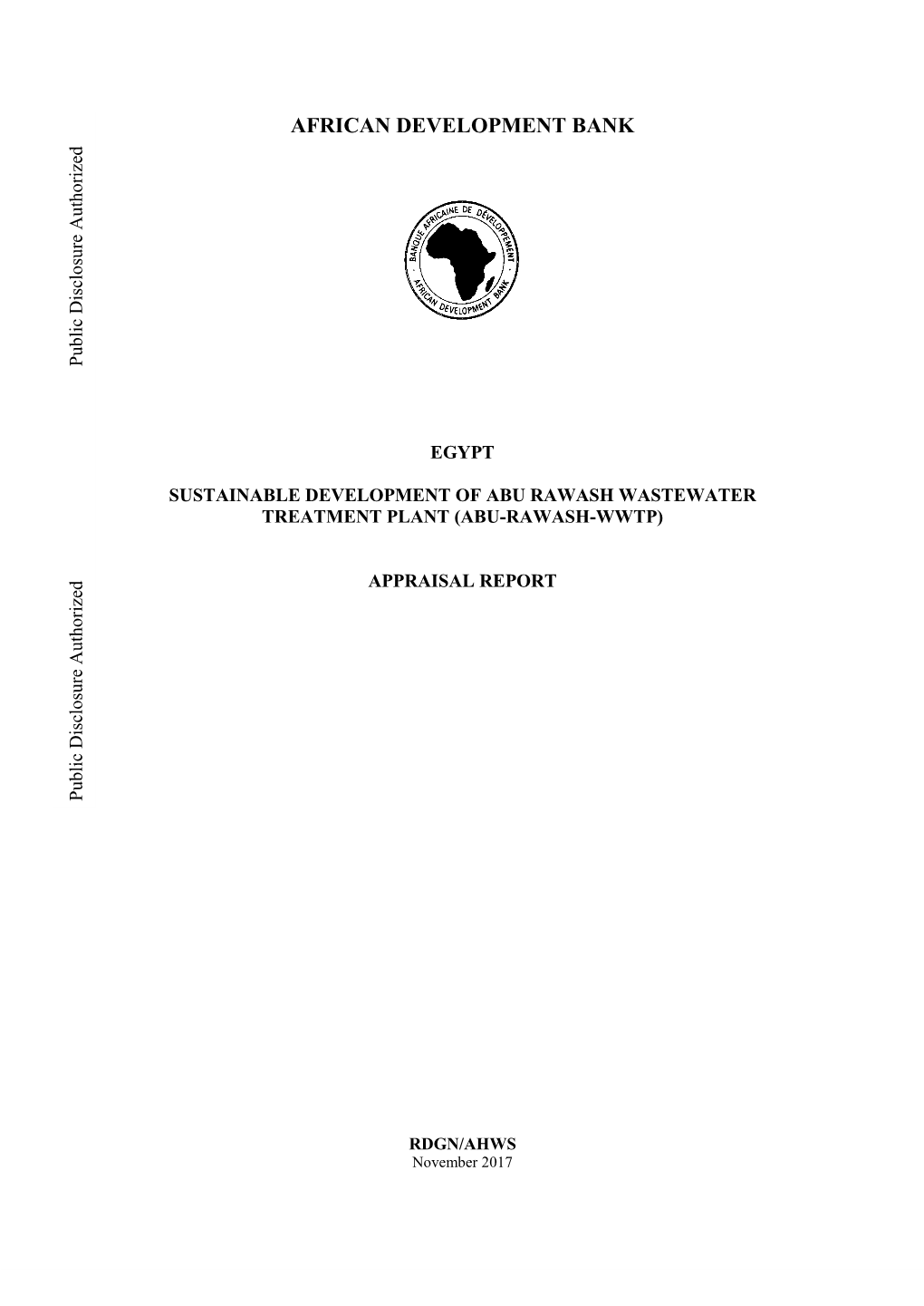 Afdb Portfolio in Egypt (September 2017)