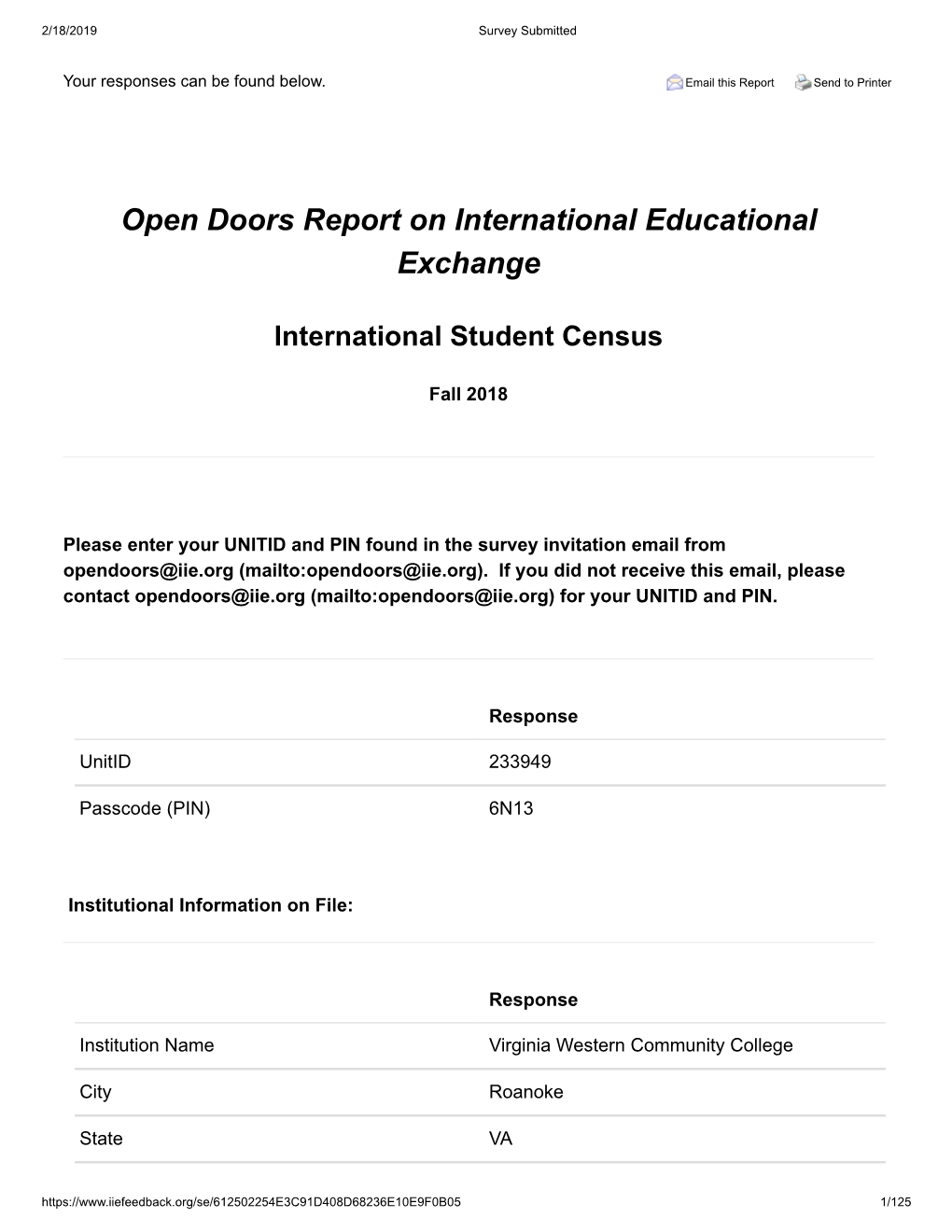 Open Doors Report on International Educational Exchange