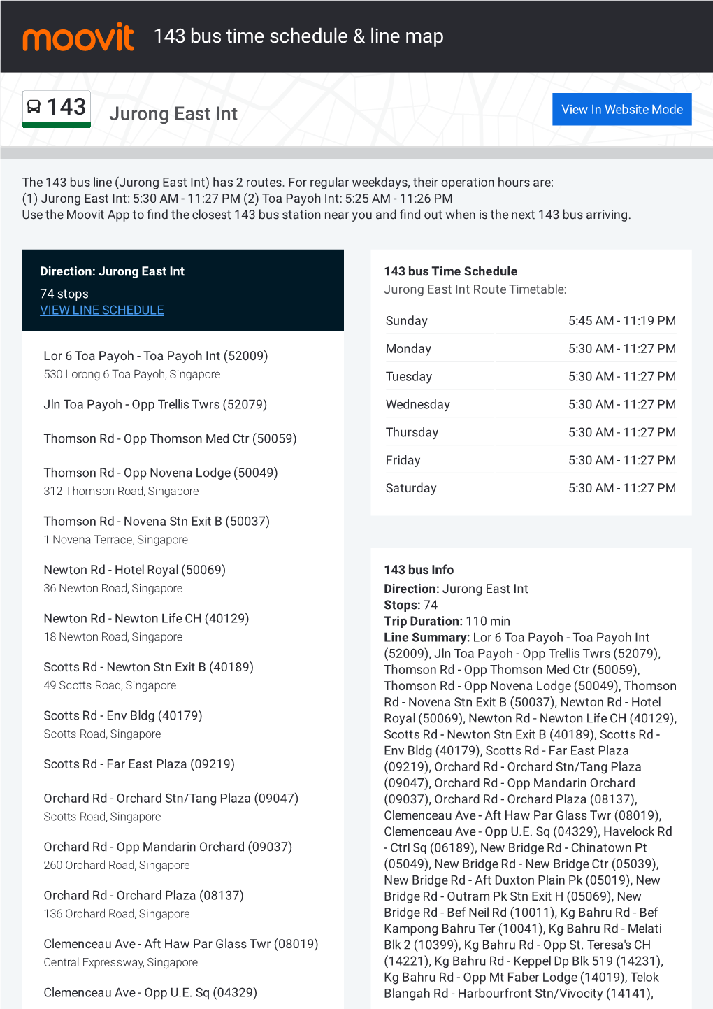 143 Bus Time Schedule & Line Route