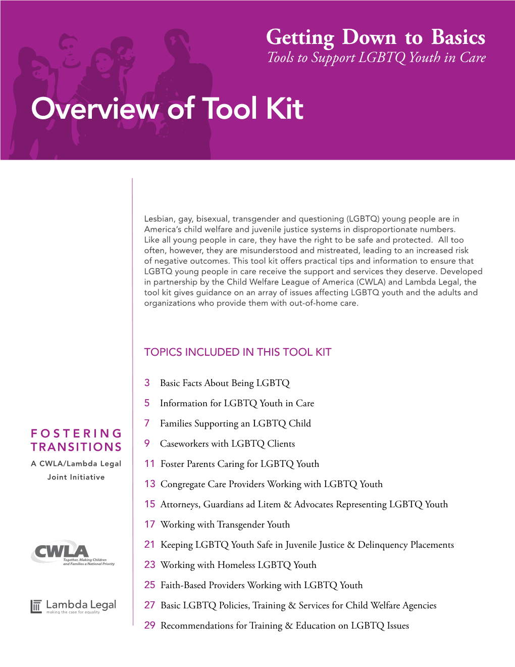 Getting Down to Basics: Tools to Support LGBTQ Youth in Care, Child Welfare League a Place of Respect: a Guide for Group Care of Am