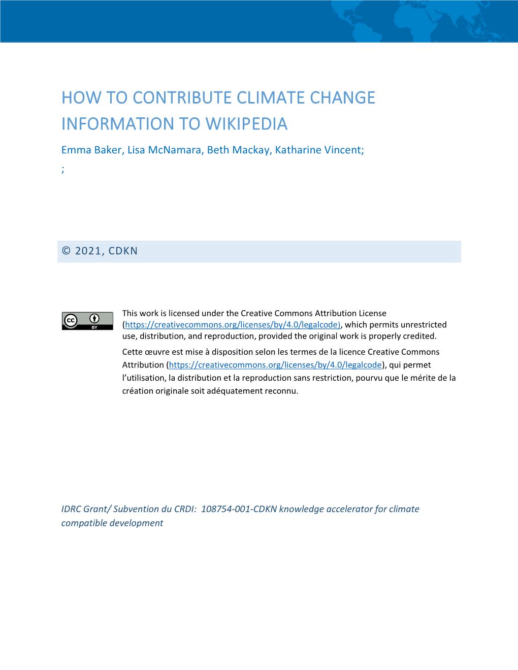 How to Contribute Climate Change Information to Wikipedia : a Guide