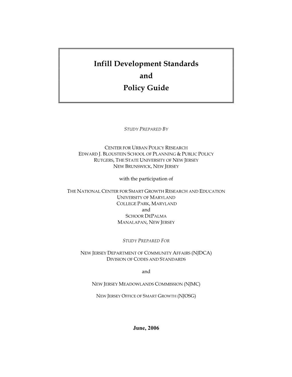 Infill Development Standards and Policy Guide