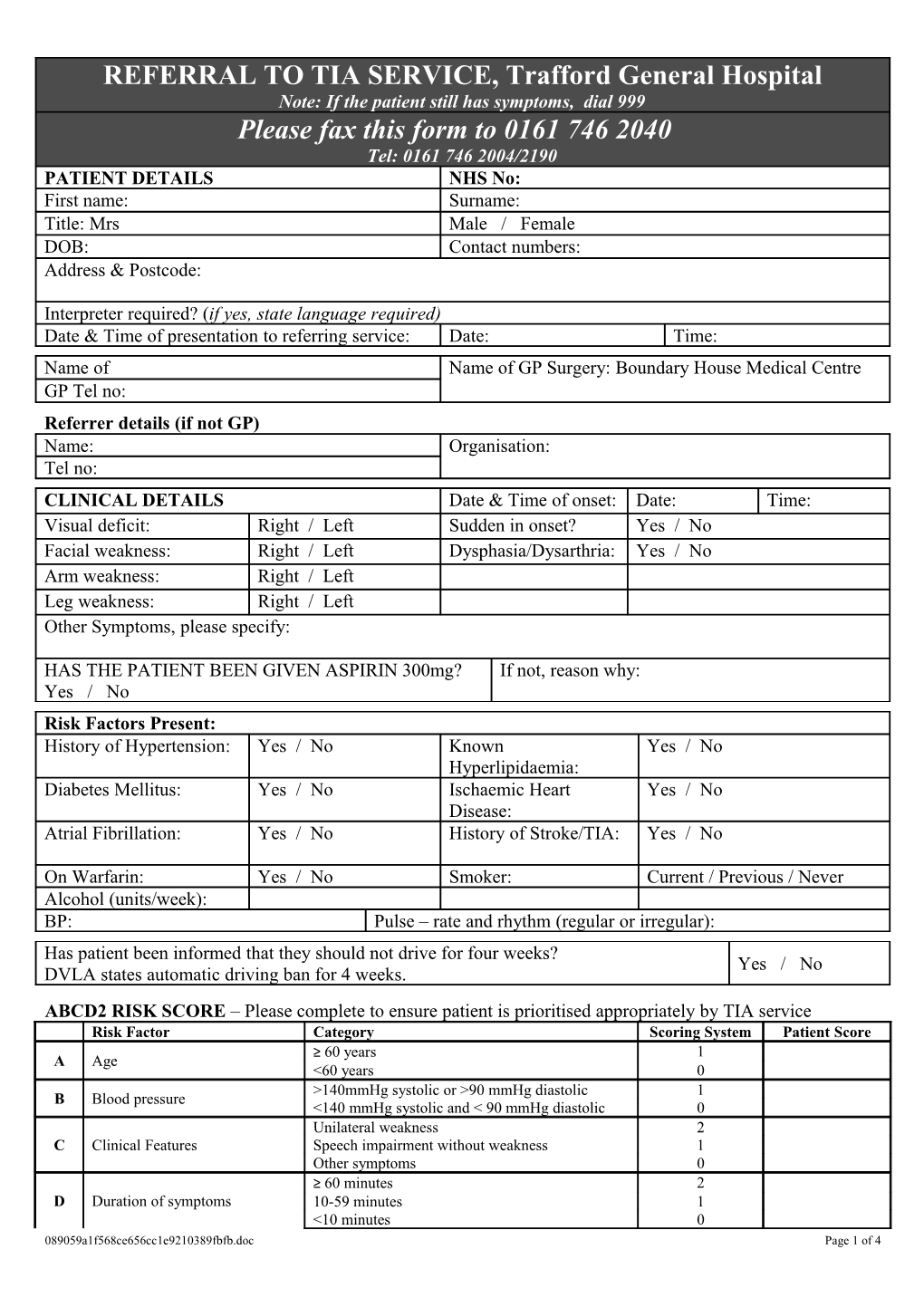 Tia Referral Proforma