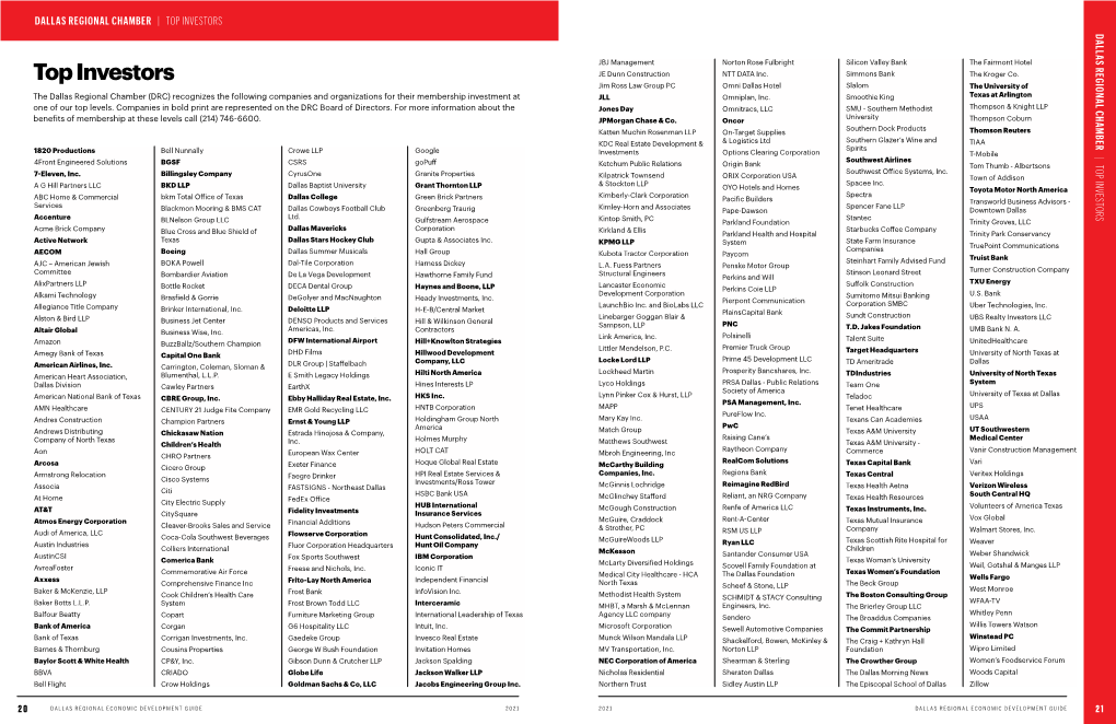Top Investors Dallas Regional Chamber