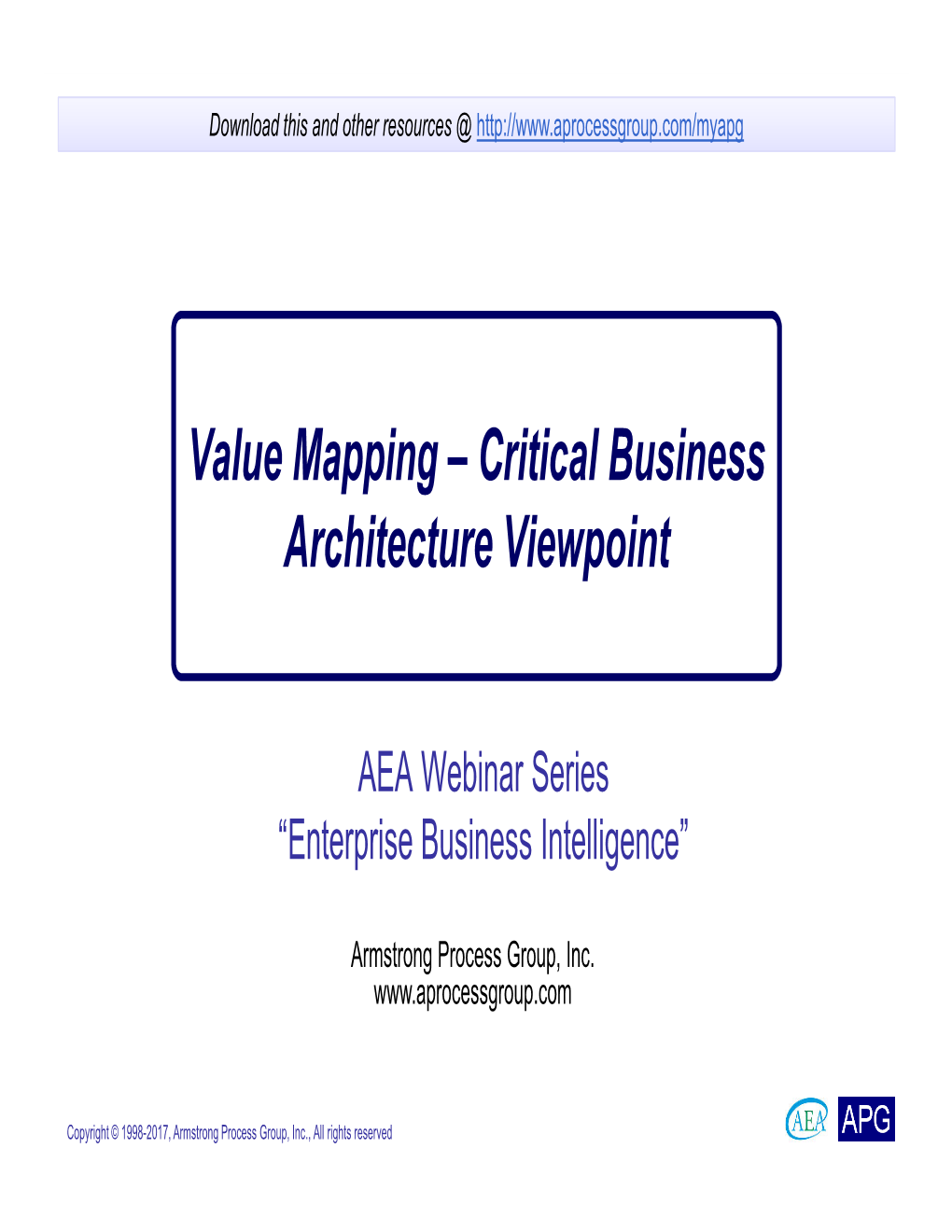 Value Mapping – Critical Business Architecture Viewpoint