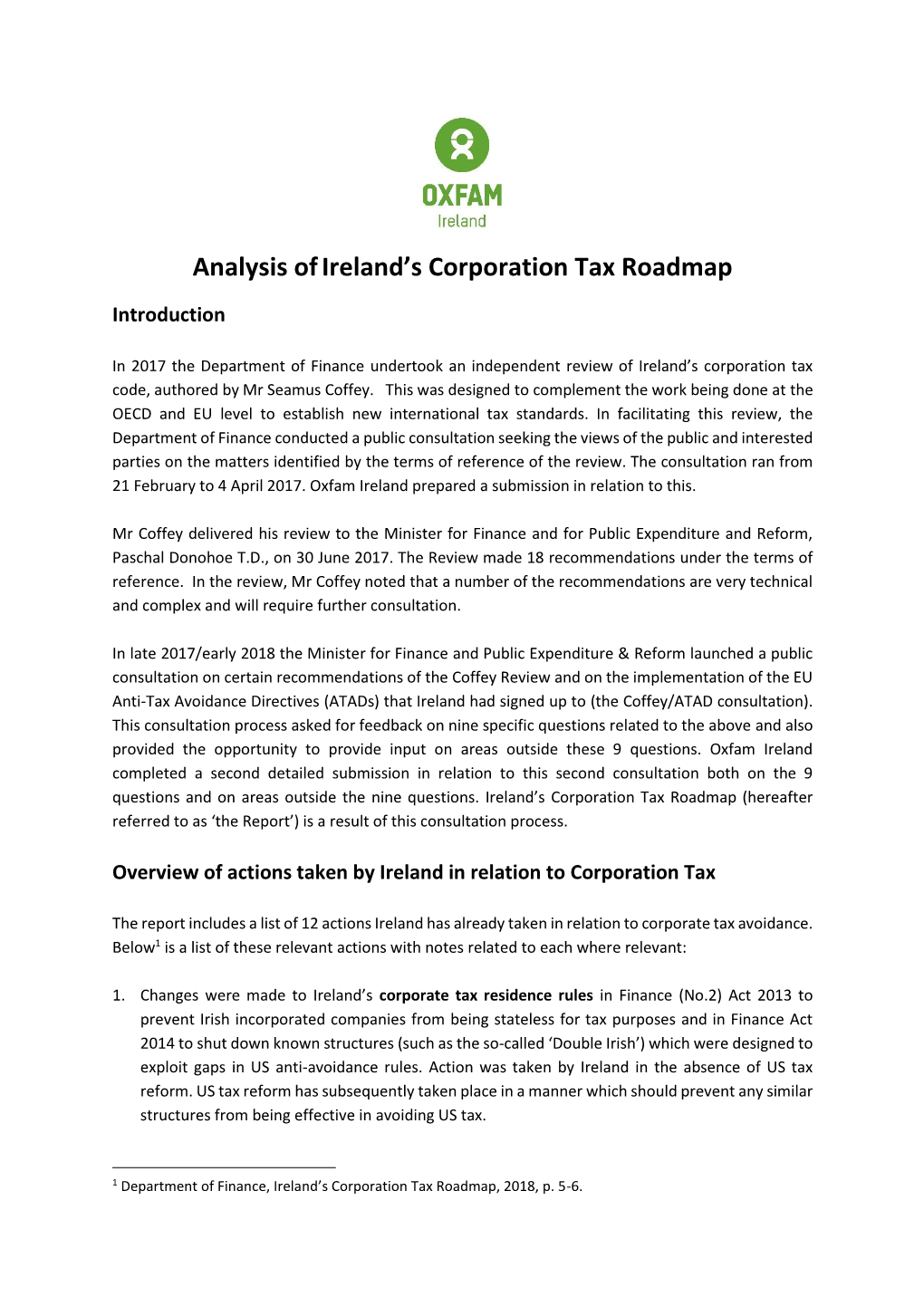 Analysis Ofireland's Corporation Tax Roadmap