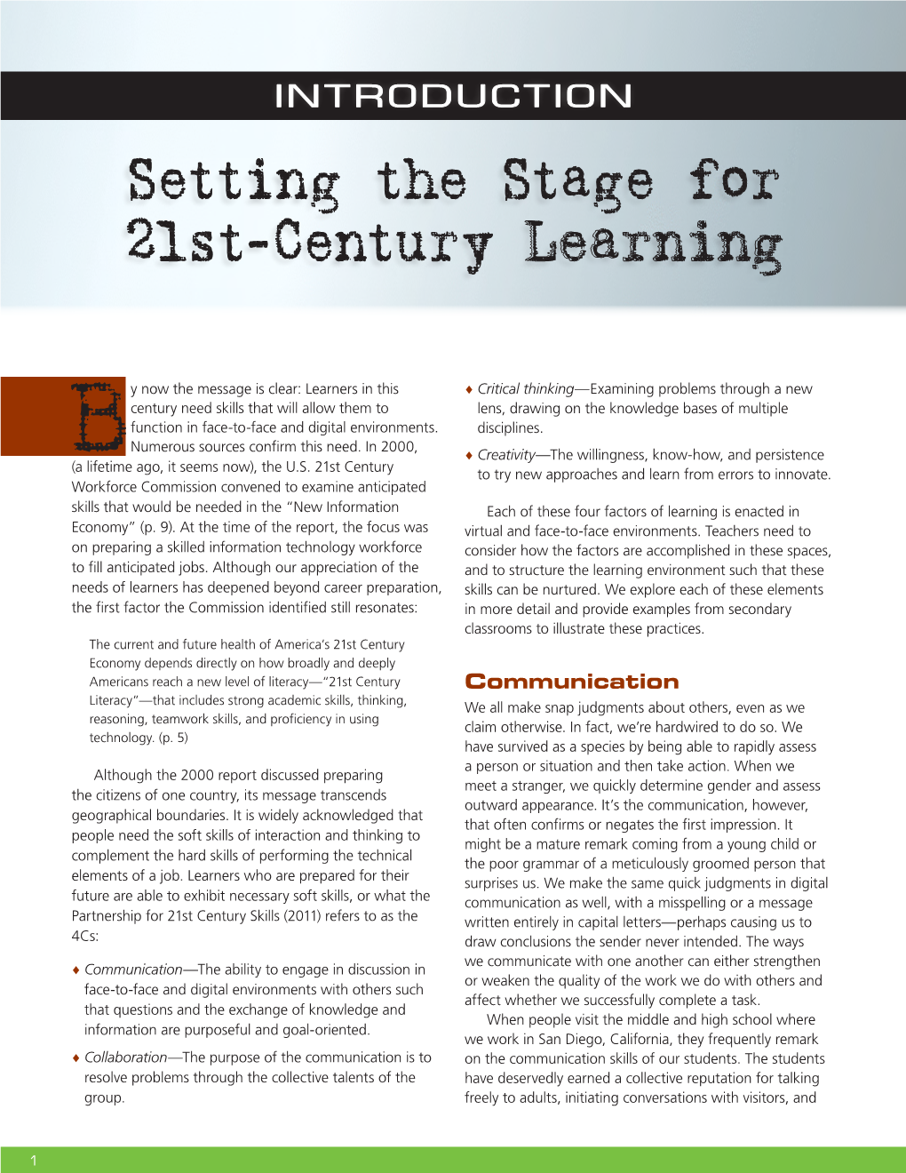 Setting the Stage for 21St-Century Learning