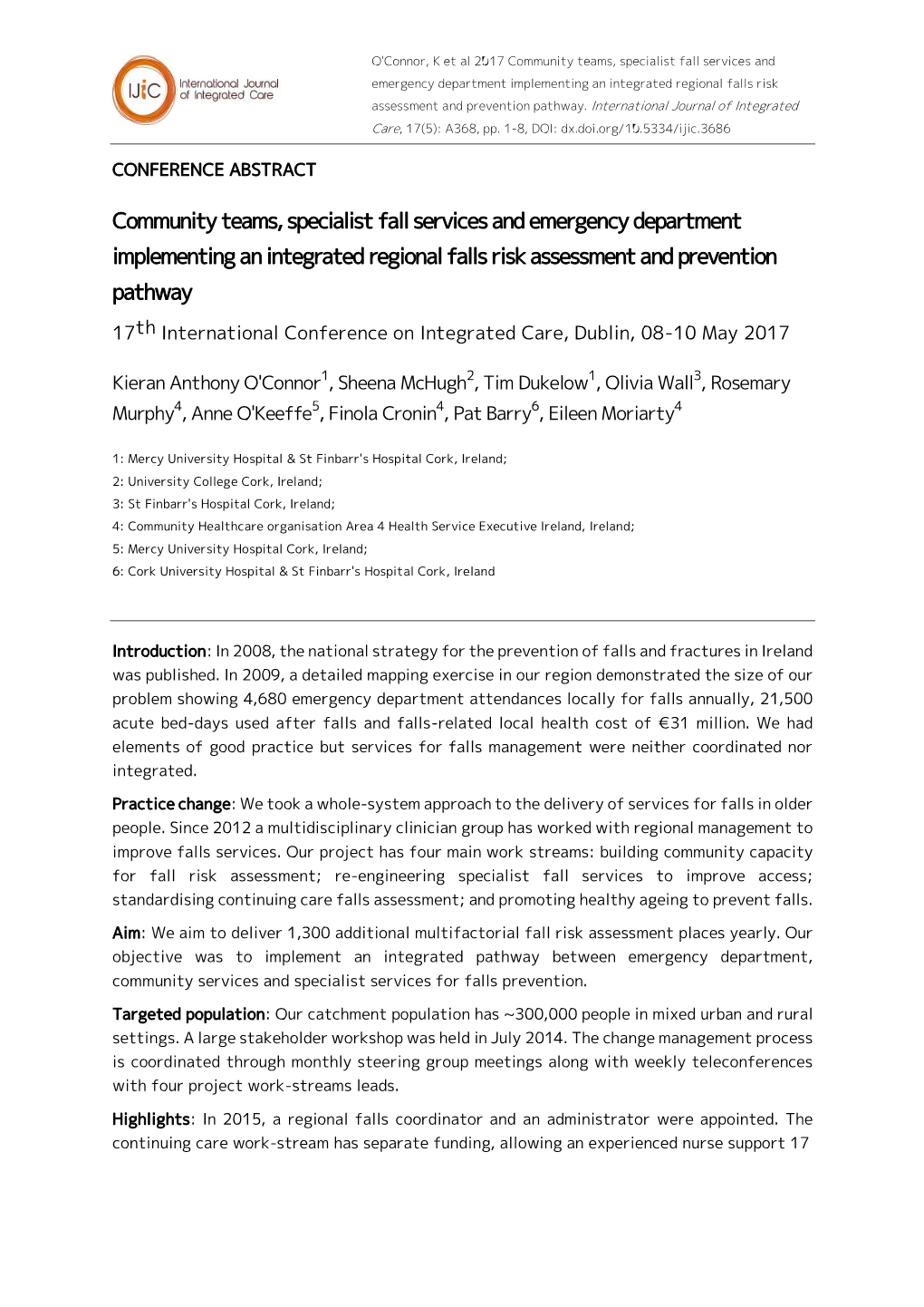 Community Teams, Specialist Fall Services and Emergency Department Implementing an Integrated Regional Falls Risk Assessment and Prevention Pathway
