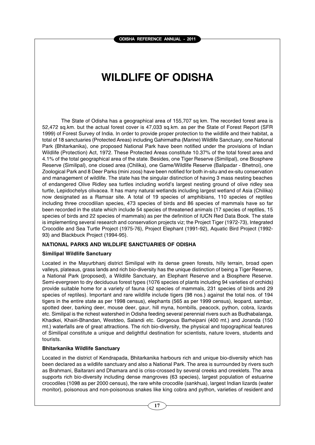 Wildlife of Odisha