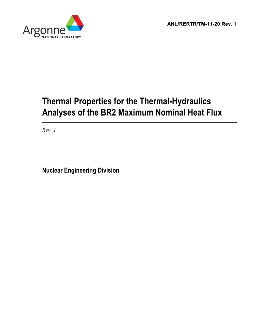 Thermal Properties for the Thermal-Hydraulics Analyses of the BR2 Maximum Nominal Heat Flux