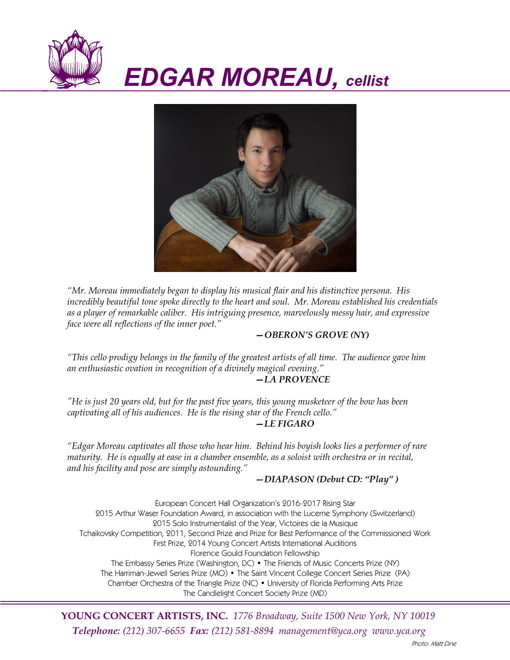 EDGAR MOREAU, Cellist