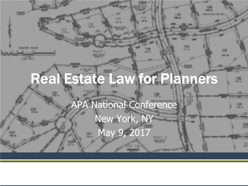 Real Estate Law for Planners