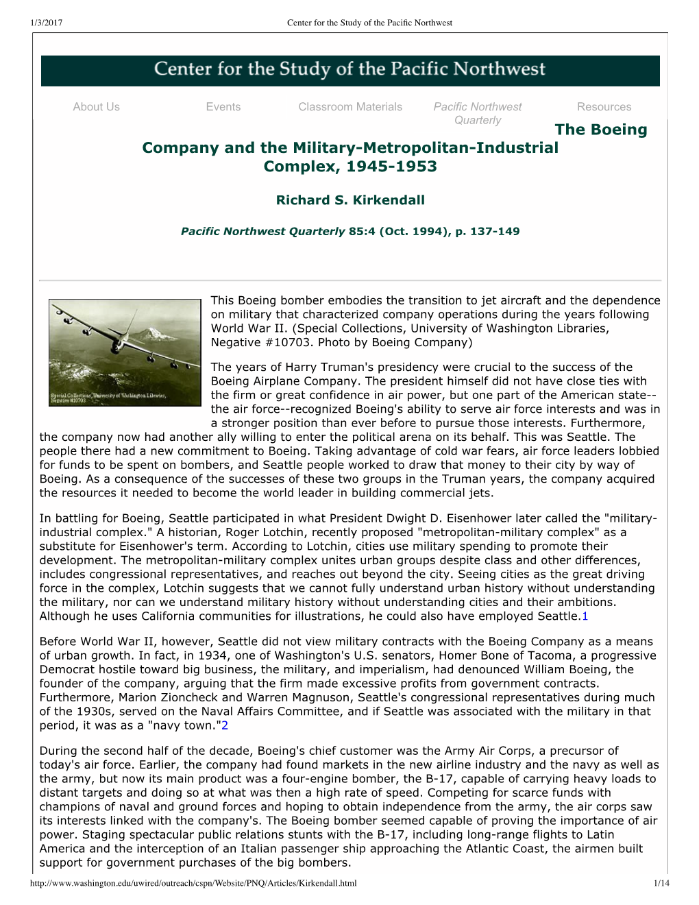 The Boeing Company and the Militarymetropolitanindustrial