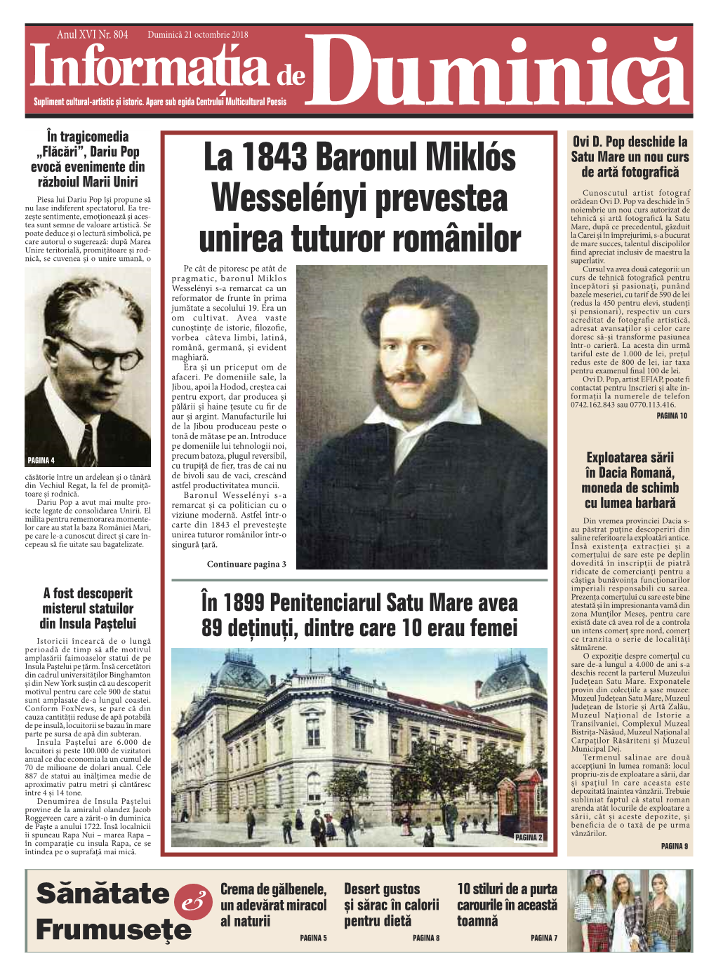 La 1843 Baronul Miklós Wesselényi Prevestea Unirea Tuturor Rom]Nilor