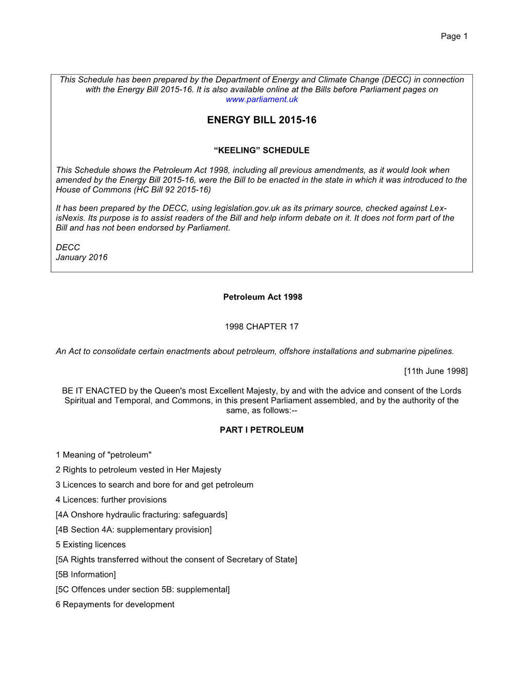 Petroleum Act 1998 (Energy Bill 2015-16 Keeling Schedule)