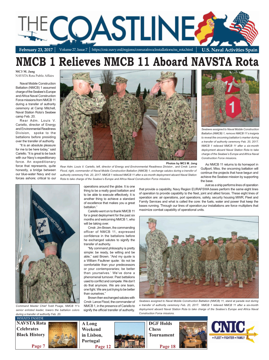 NMCB 1 Relieves NMCB 11 Aboard NAVSTA Rota MC3 M