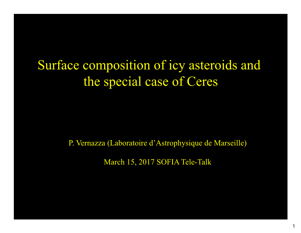 Surface Composition of Icy Asteroids and the Special Case of Ceres