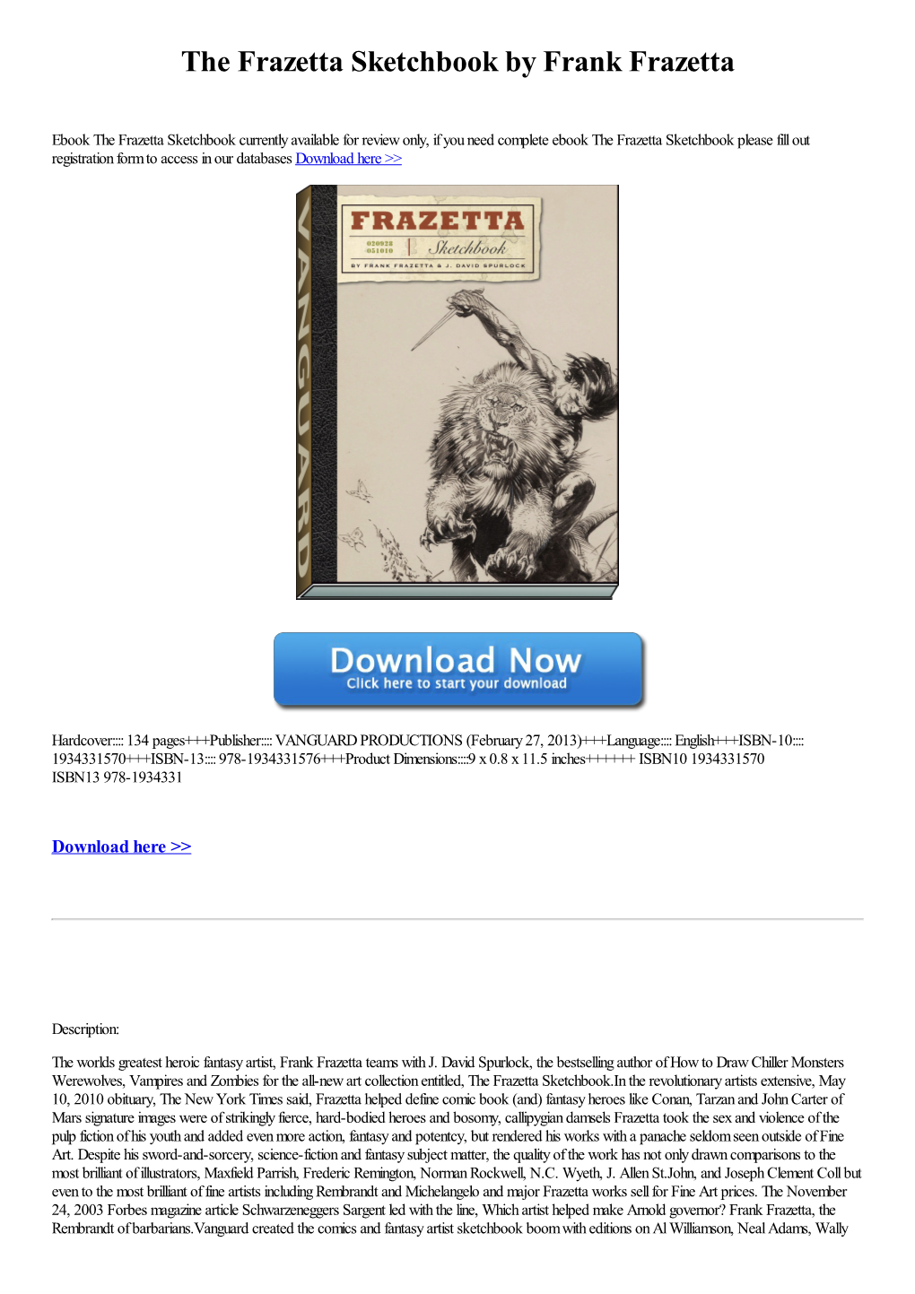 Download Ebook the Frazetta Sketchbook By