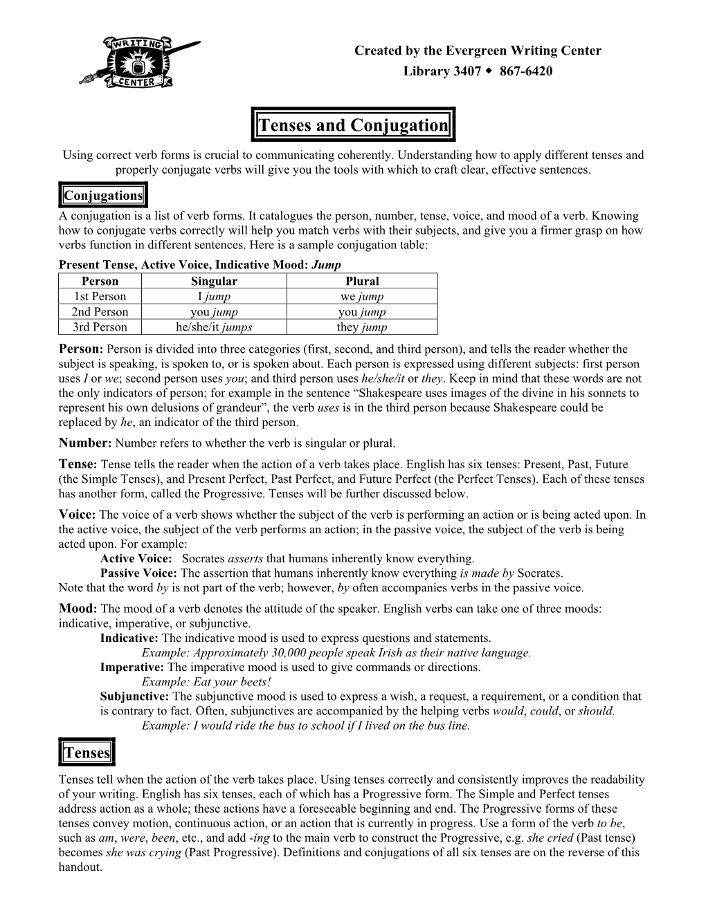 Tenses and Conjugation (Pdf)