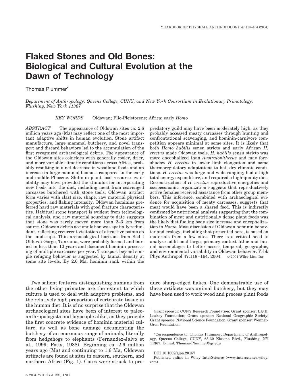 Flaked Stones and Old Bones: Biological and Cultural Evolution at the Dawn of Technology