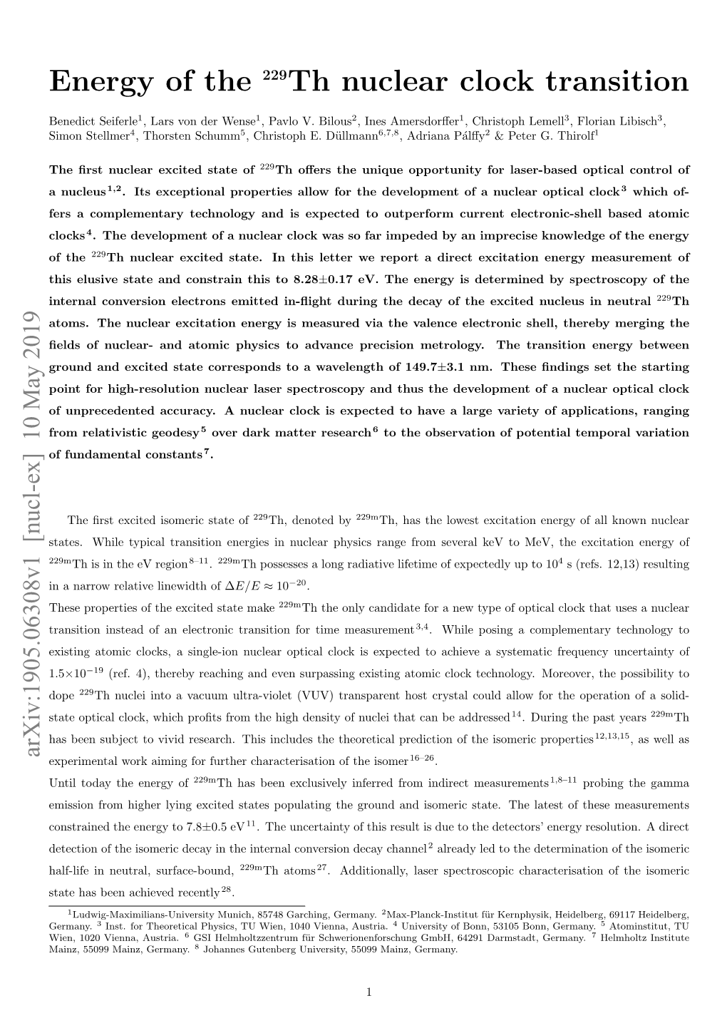 Energy of the 229Th Nuclear Clock Transition