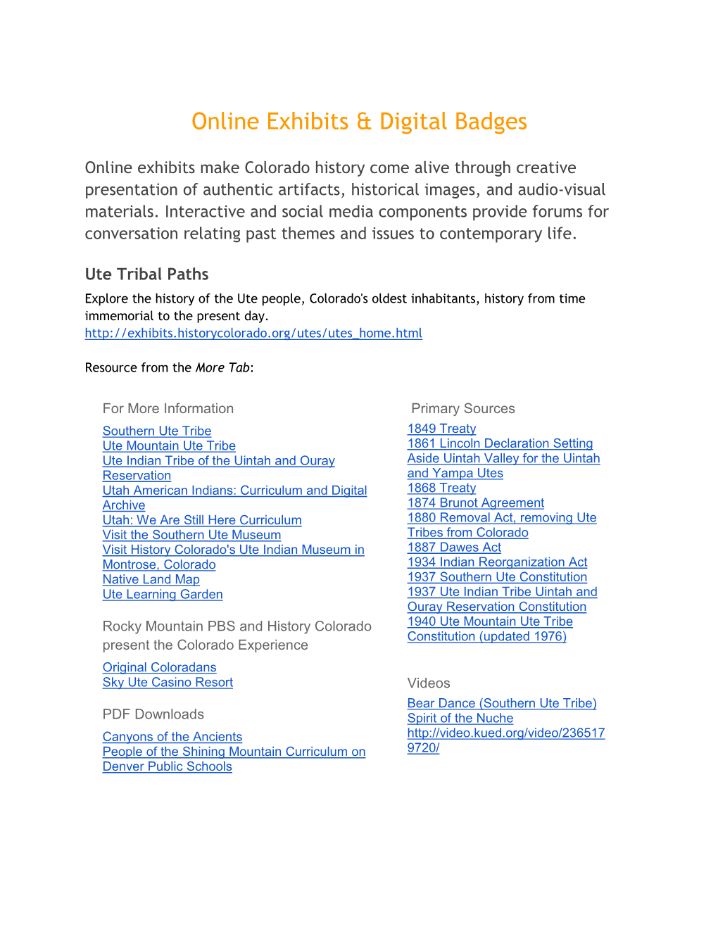 Online Exhibits & Digital Badges