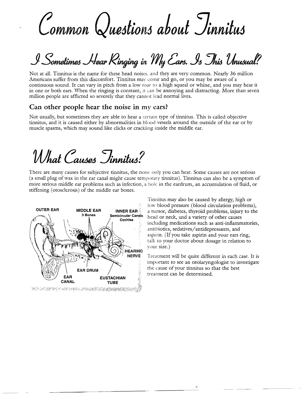 Can Other People Hear the Noise in My Ears? Not Usually, but Sometimes They Are Able to Hear a (Ertant Type Oftinnitus