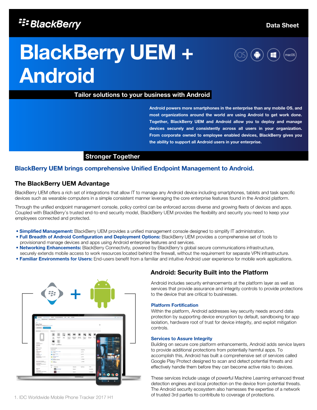 Blackberry UEM + Android Tailor Solutions to Your Business with Android