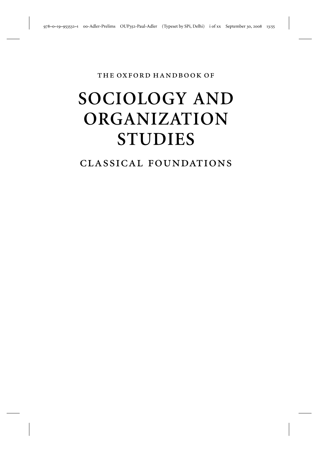 Sociology and Organization Studies