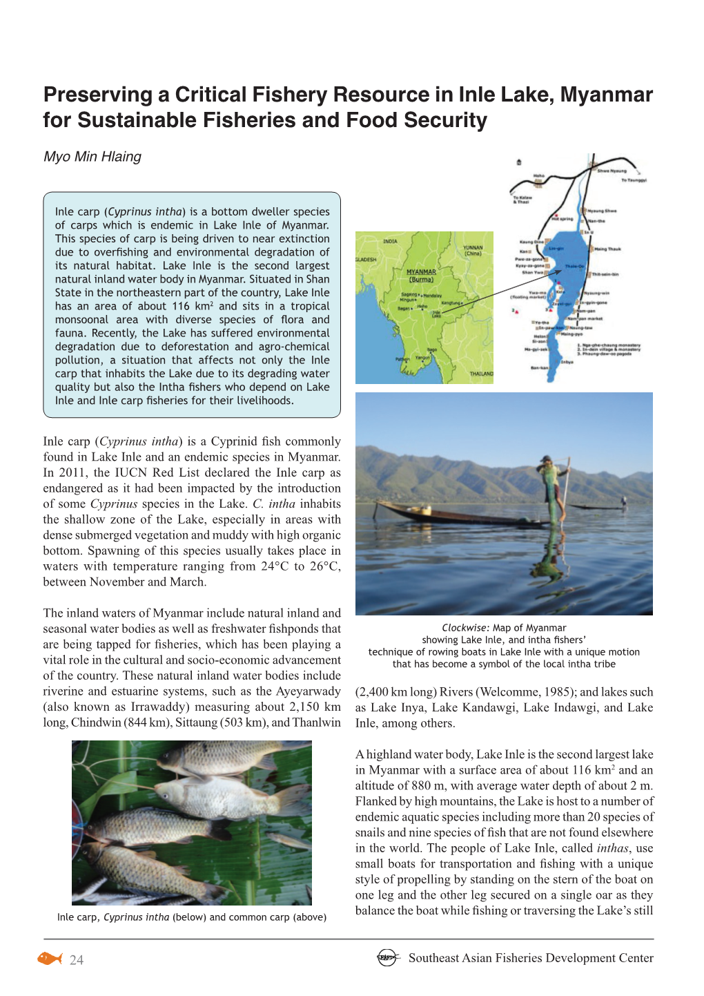 Preserving a Critical Fishery Resource in Inle Lake, Myanmar for Sustainable Fisheries and Food Security