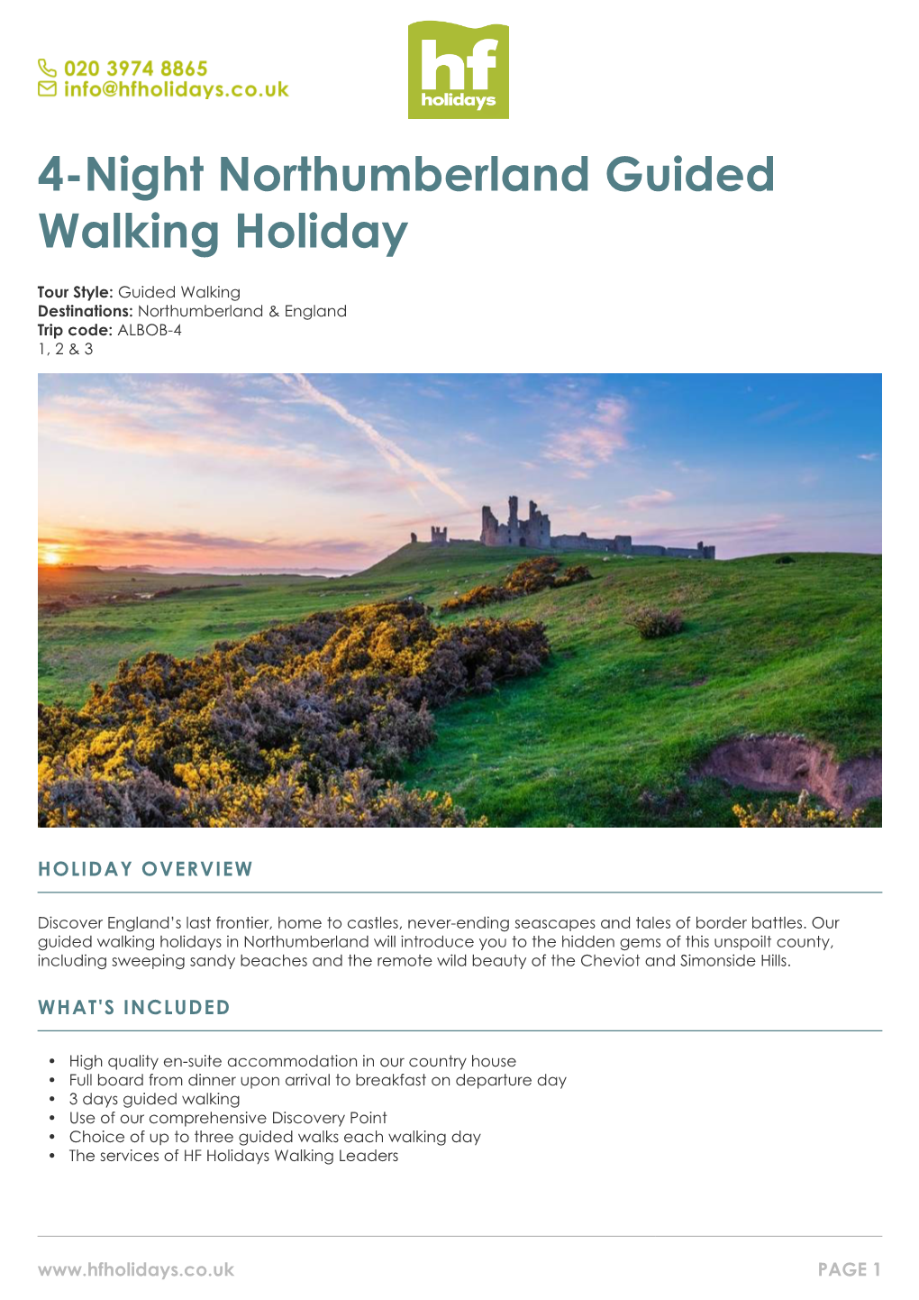 4-Night Northumberland Guided Walking Holiday