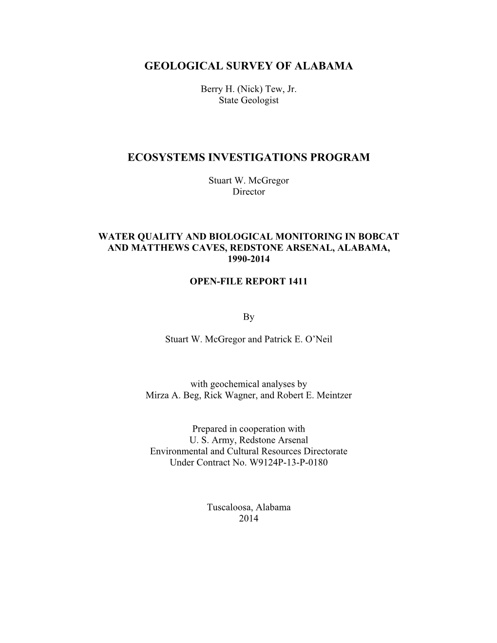 Geological Survey of Alabama Ecosystems Investigations Program