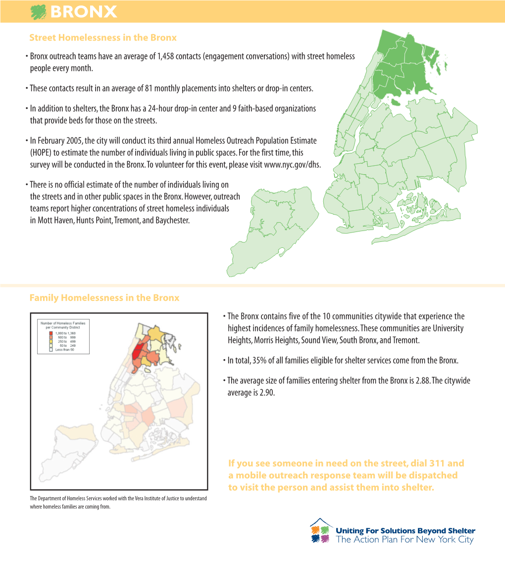 Family Homelessness in the Bronx • the Bronx Contains Five