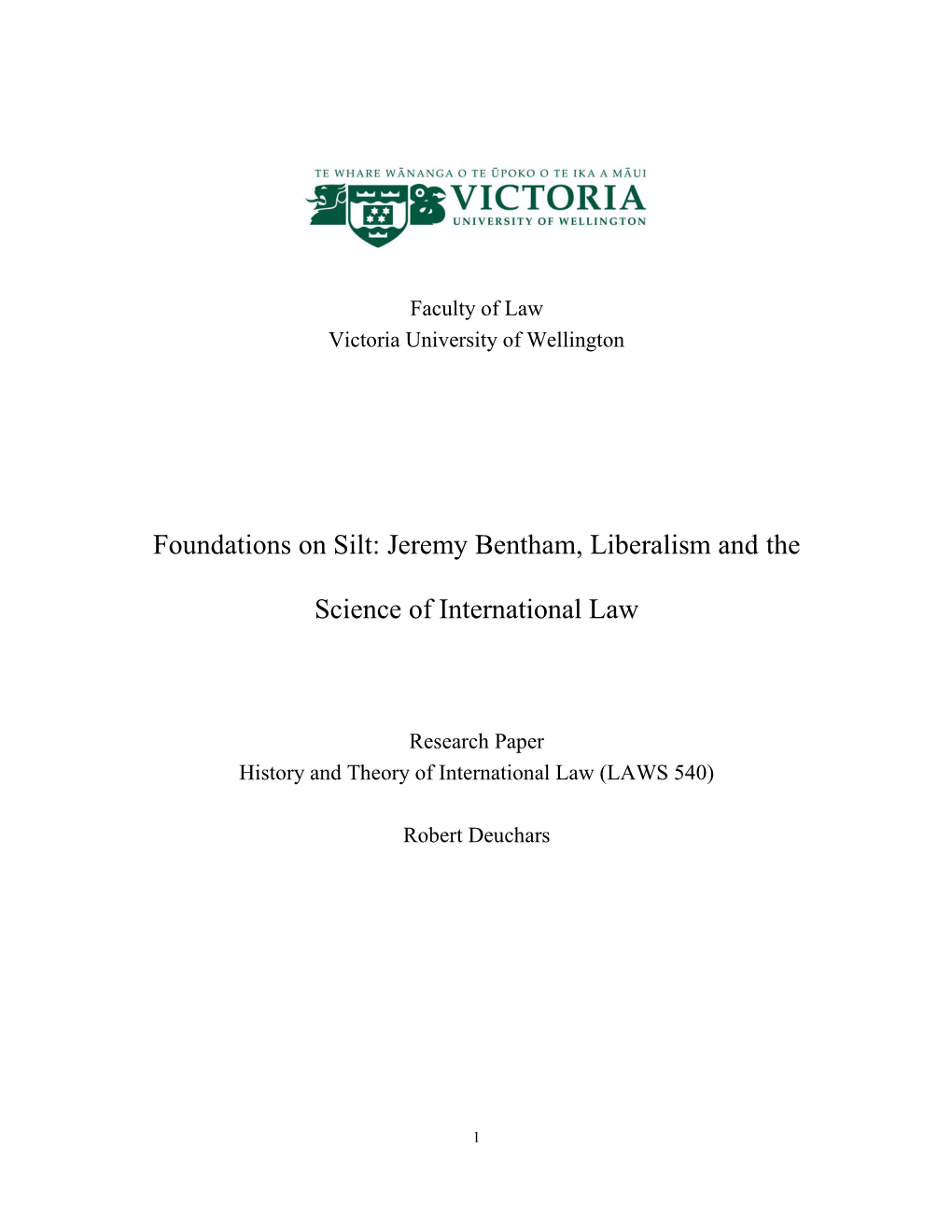 Jeremy Bentham, Liberalism and the Science of International