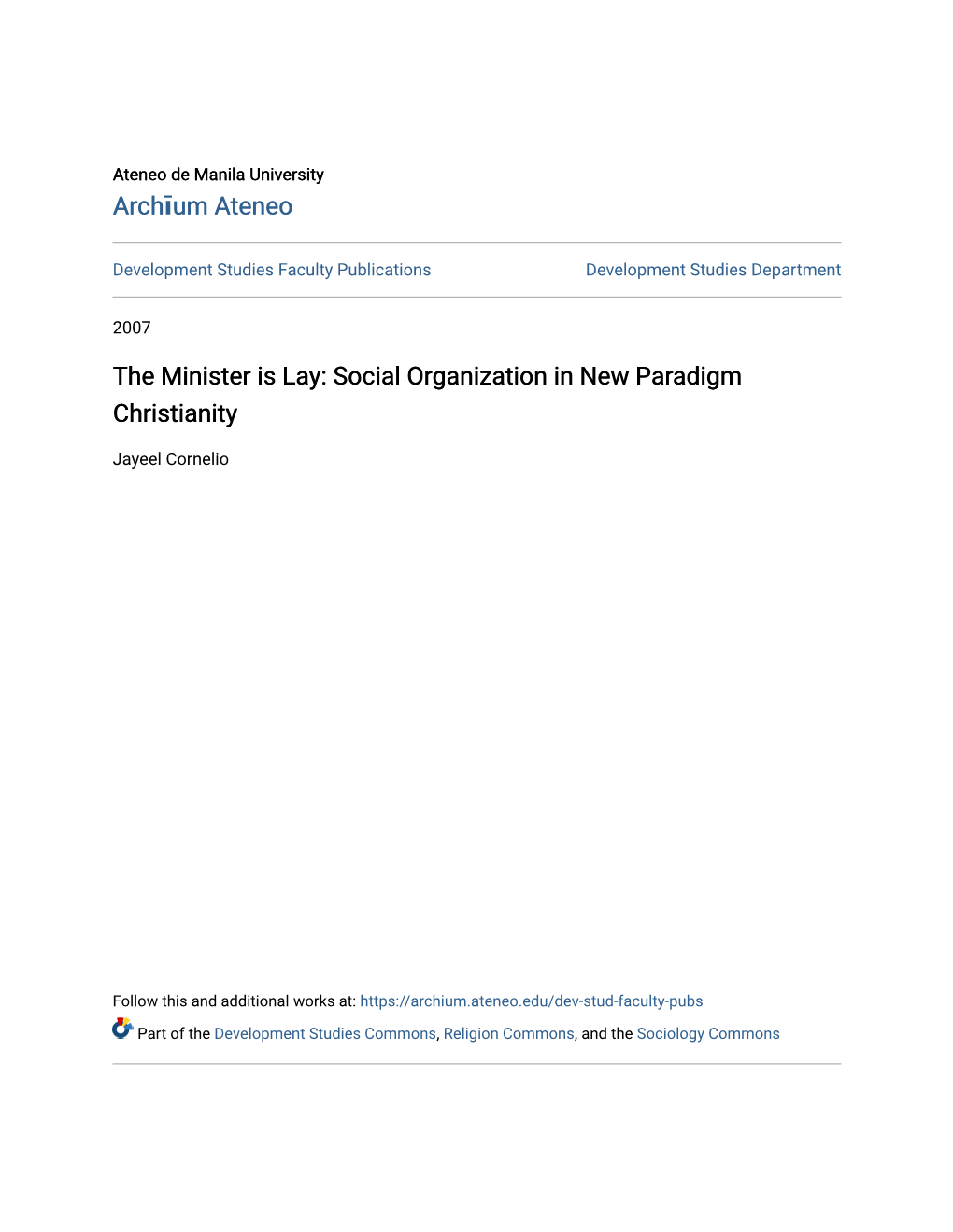 Social Organization in New Paradigm Christianity