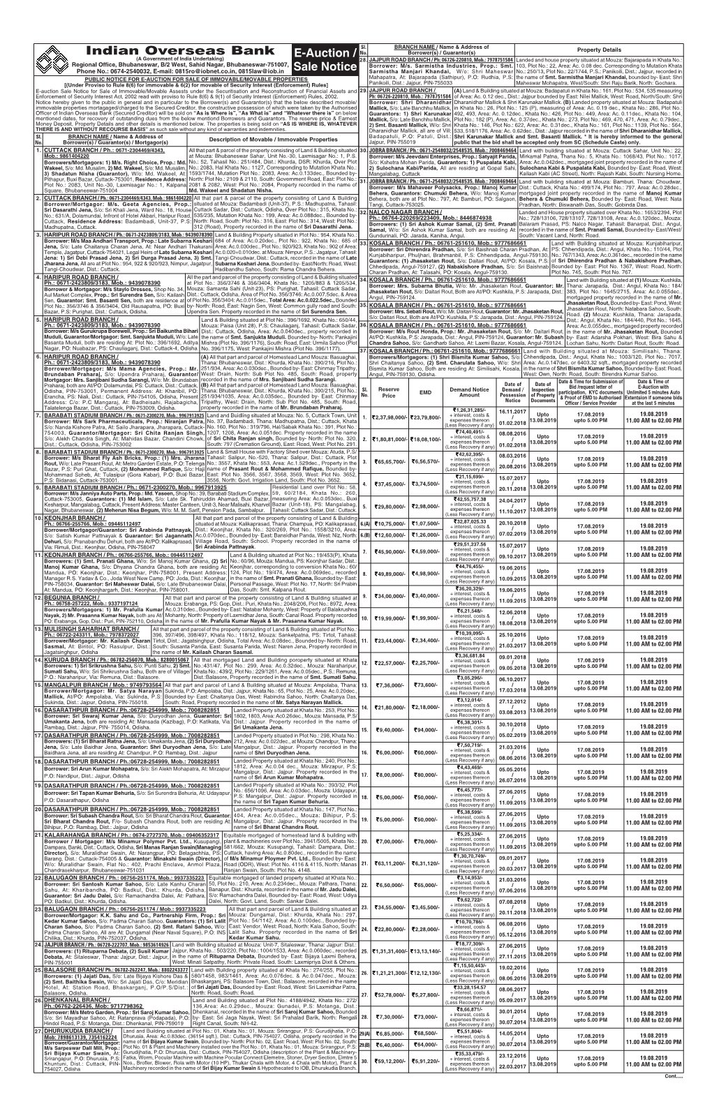 Final IOB E Auction Sale Notice O&E.Pmd